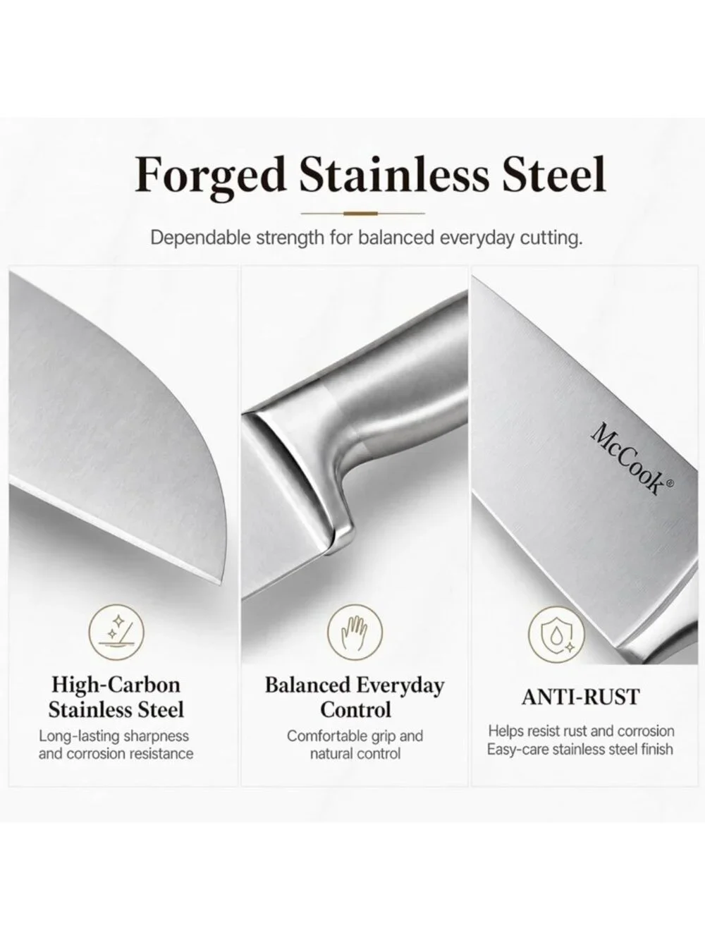 Premium Kitchen Knife Set with Block & Built-in Sharpener - Stainless Steel